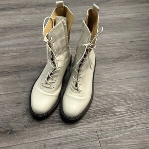Elegant Cream Lace-Up Women's Boots. Like new.